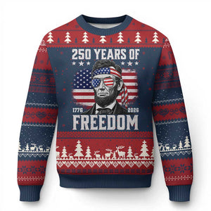 Abraham Lincoln 250 Years Of Freedom Ugly Christmas Sweater 1776 2026 4th of July