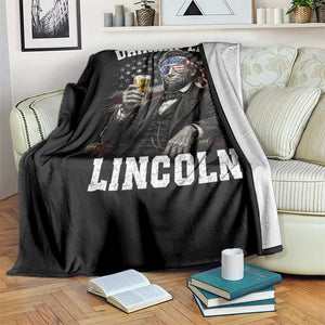 Drinkin Like Lincoln Throw Blanket Abraham Lincoln 4th of July Beer Lover