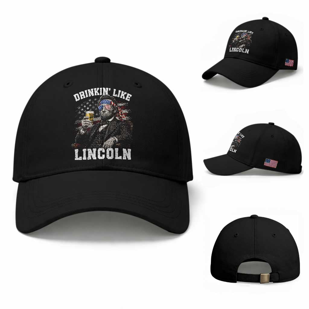 Drinkin Like Lincoln Baseball Cap Abraham Lincoln 4th of July Beer Lover
