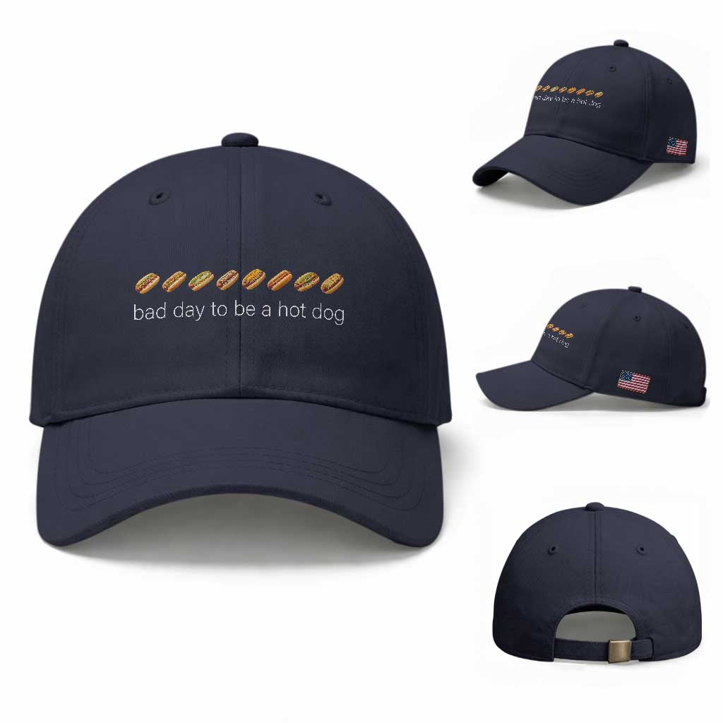 Bad Day To Be A Hot Dog Baseball Cap Funny US Regional Hotdog Styles