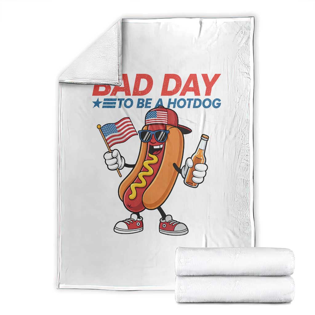 Bad Day To Be A Hot Dog Throw Blanket Funny BBQ Grilling 4th of July TS11 White Print Your Wear