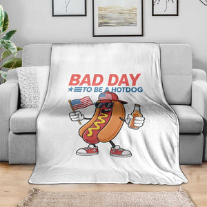 Bad Day To Be A Hot Dog Throw Blanket Funny BBQ Grilling 4th of July