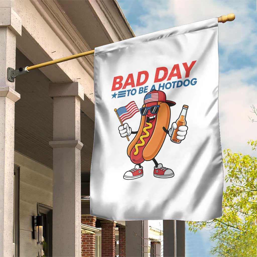 Bad Day To Be A Hot Dog Garden Flag Funny BBQ Grilling 4th of July