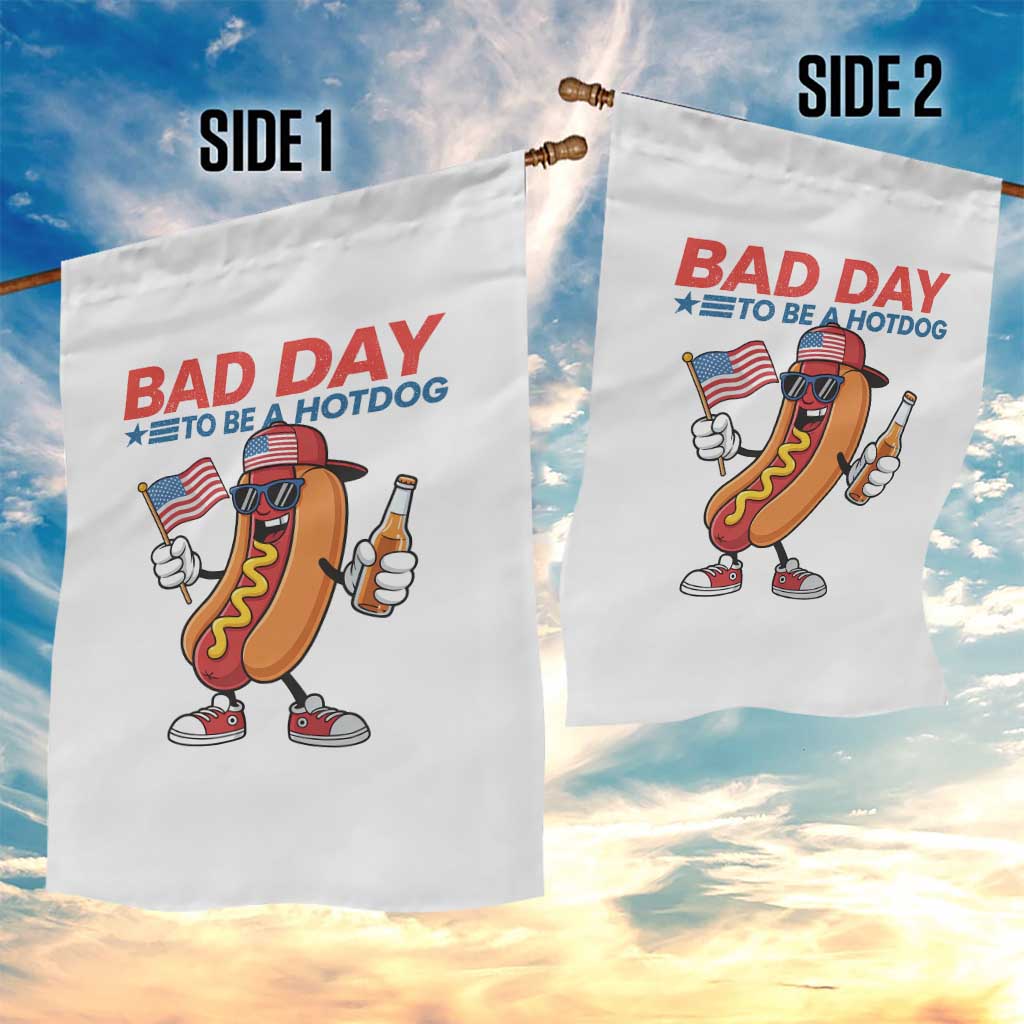 Bad Day To Be A Hot Dog Garden Flag Funny BBQ Grilling 4th of July