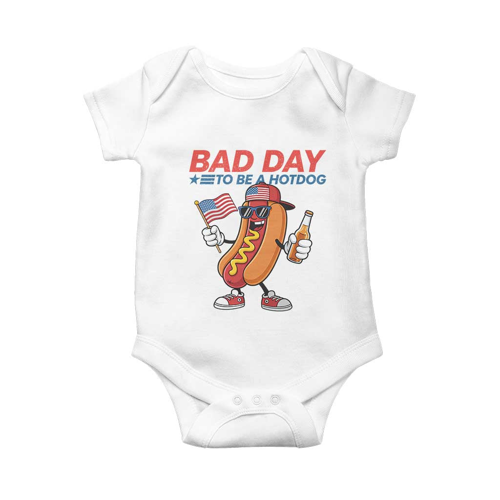 Bad Day To Be A Hot Dog Baby Onesie Funny BBQ Grilling 4th of July TS11 White Print Your Wear