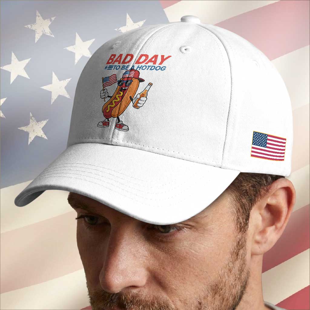 Bad Day To Be A Hot Dog Baseball Cap Funny BBQ Grilling 4th of July