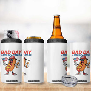 Bad Day To Be A Hot Dog 4 in 1 Can Cooler Tumbler Funny BBQ Grilling 4th of July