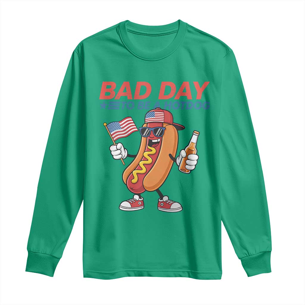 Bad Day To Be A Hot Dog Long Sleeve Shirt Funny BBQ Grilling 4th of July
