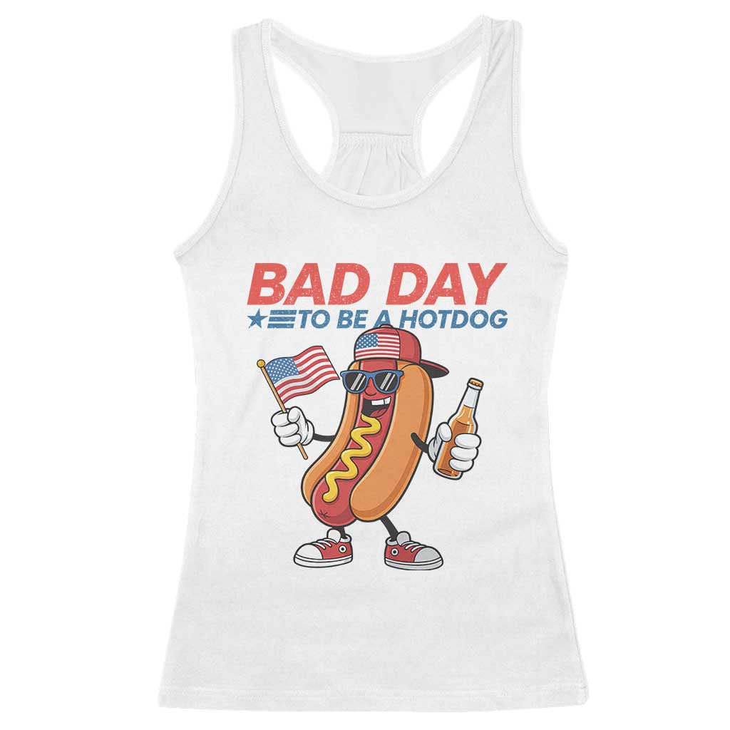 Bad Day To Be A Hot Dog Racerback Tank Top Funny BBQ Grilling 4th of July TS11 White Print Your Wear