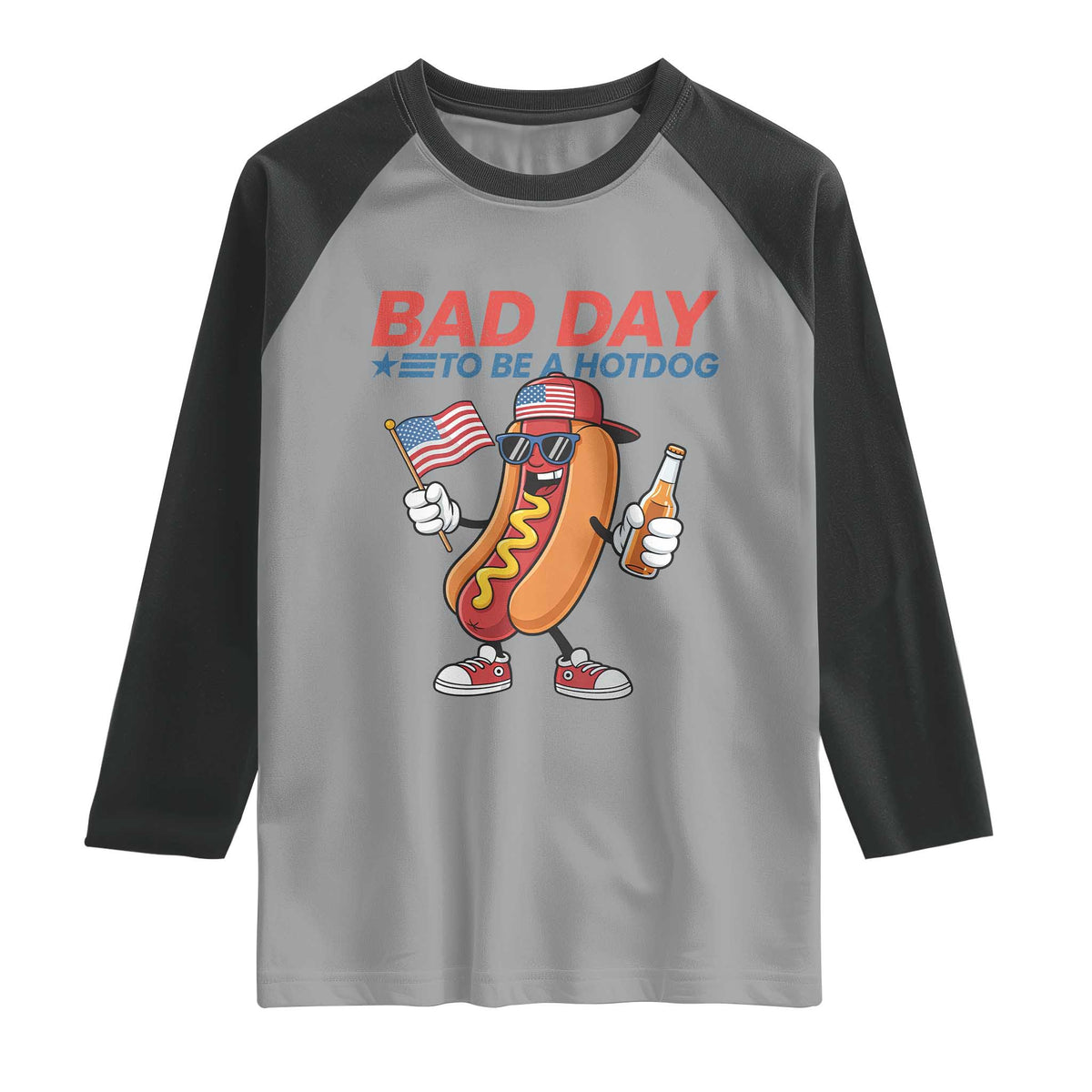 Bad Day To Be A Hot Dog Raglan Shirt Funny BBQ Grilling 4th of July