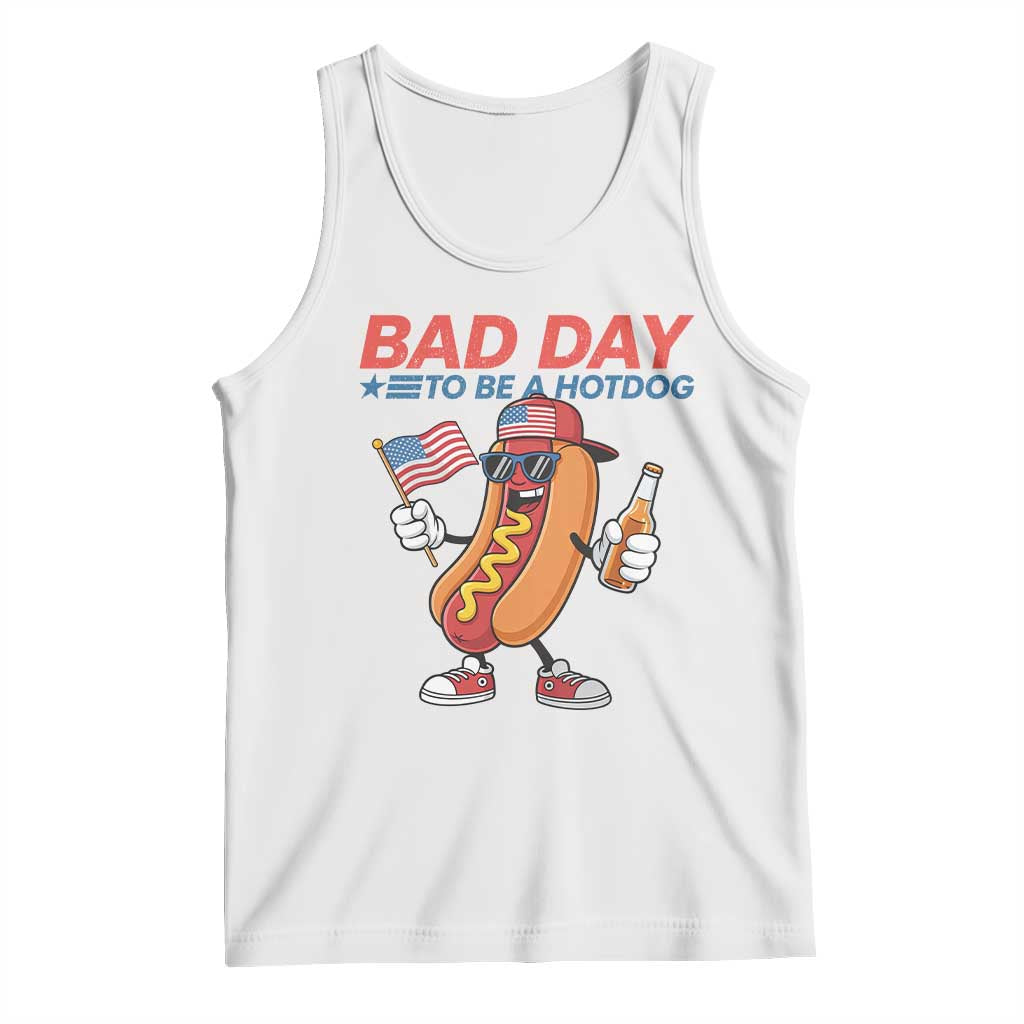 Bad Day To Be A Hot Dog Tank Top Funny BBQ Grilling 4th of July TS11 White Print Your Wear