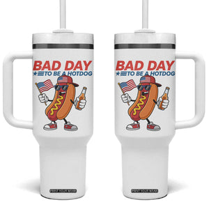 Bad Day To Be A Hot Dog Tumbler With Handle Funny BBQ Grilling 4th of July