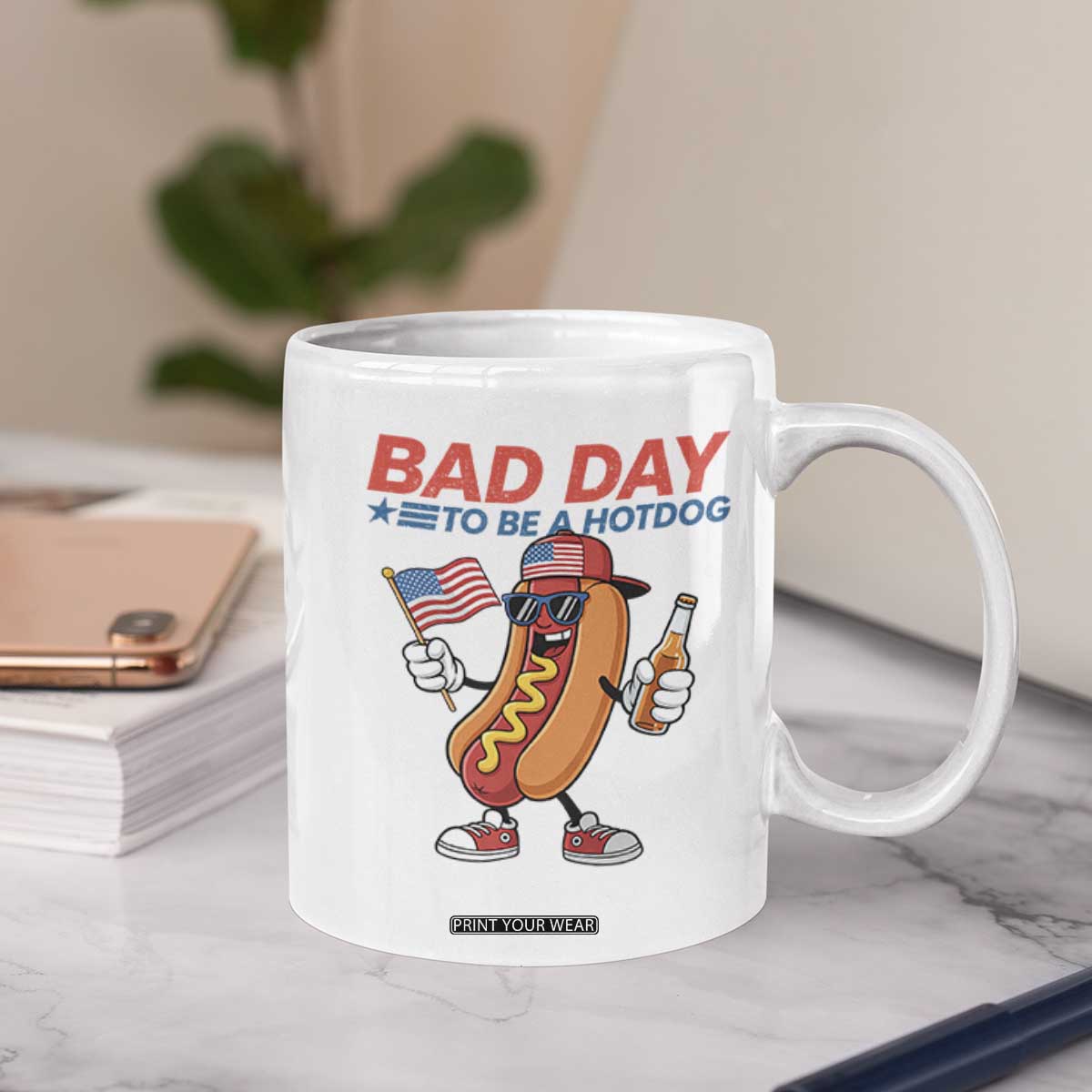 Bad Day To Be A Hot Dog Coffee Mug Funny BBQ Grilling 4th of July