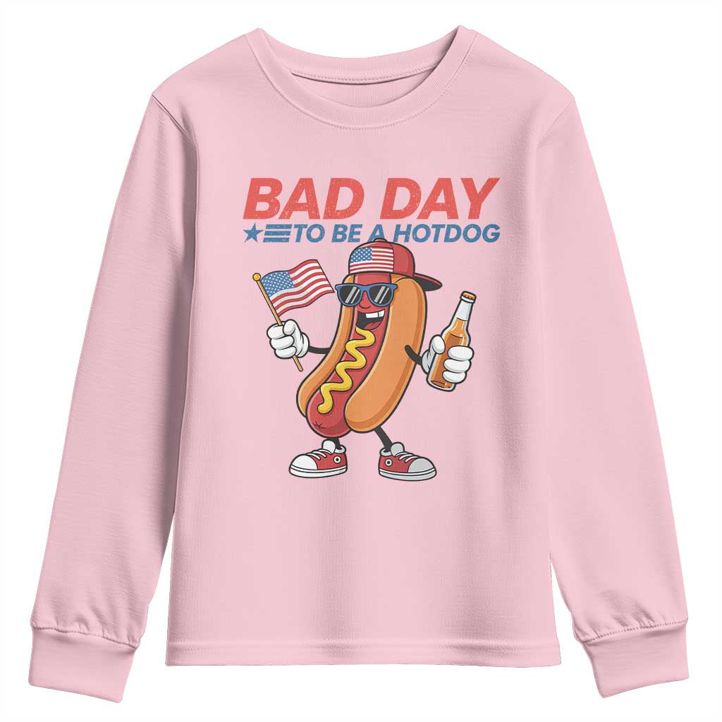Bad Day To Be A Hot Dog Youth Sweatshirt Funny BBQ Grilling 4th of July