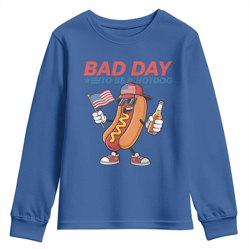 Bad Day To Be A Hot Dog Youth Sweatshirt Funny BBQ Grilling 4th of July