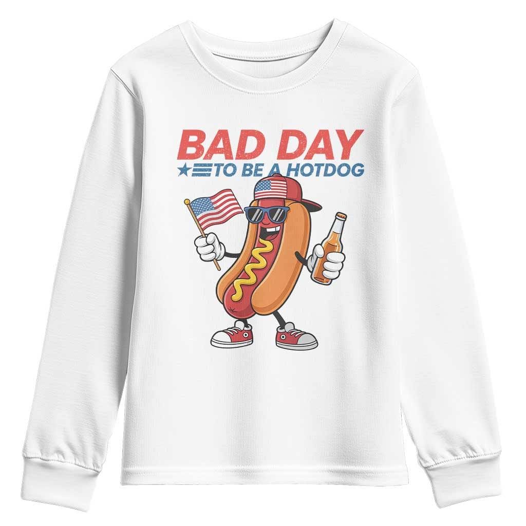 Bad Day To Be A Hot Dog Youth Sweatshirt Funny BBQ Grilling 4th of July TS11 White Print Your Wear