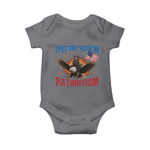 I Put The Tism In Patriotism Baby Onesie Raccoon Bald Eagle 4th of July USA