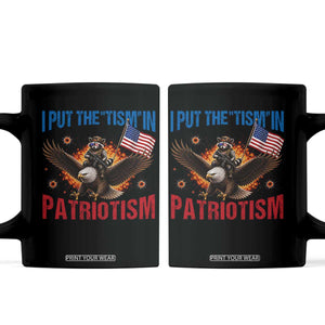 I Put The Tism In Patriotism Coffee Mug Raccoon Bald Eagle 4th of July USA