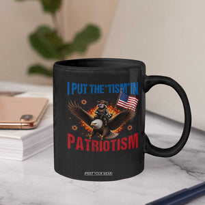 I Put The Tism In Patriotism Coffee Mug Raccoon Bald Eagle 4th of July USA