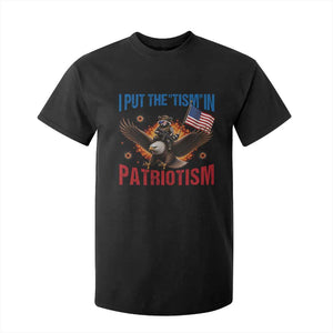 I Put The Tism In Patriotism T Shirt For Kid Raccoon Bald Eagle 4th of July USA