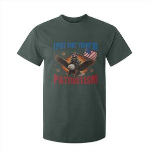 I Put The Tism In Patriotism T Shirt For Kid Raccoon Bald Eagle 4th of July USA