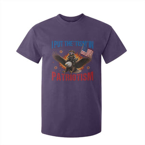 I Put The Tism In Patriotism T Shirt For Kid Raccoon Bald Eagle 4th of July USA