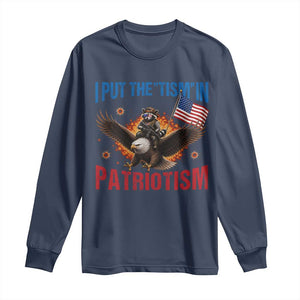 I Put The Tism In Patriotism Long Sleeve Shirt Raccoon Bald Eagle 4th of July USA