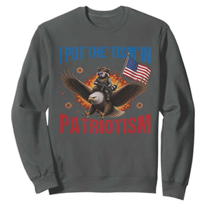 I Put The Tism In Patriotism Sweatshirt Raccoon Bald Eagle 4th of July USA