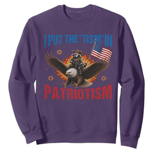 I Put The Tism In Patriotism Sweatshirt Raccoon Bald Eagle 4th of July USA