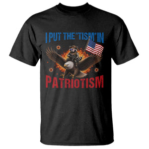 I Put The Tism In Patriotism T Shirt Raccoon Bald Eagle 4th of July USA