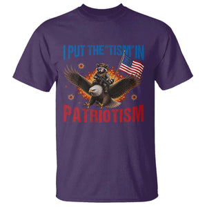 I Put The Tism In Patriotism T Shirt Raccoon Bald Eagle 4th of July USA
