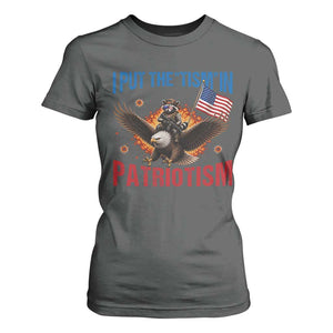 I Put The Tism In Patriotism T Shirt For Women Raccoon Bald Eagle 4th of July USA