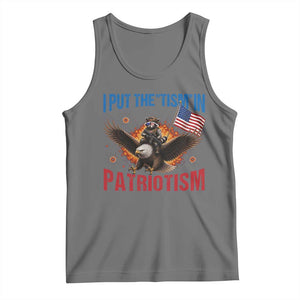 I Put The Tism In Patriotism Tank Top Raccoon Bald Eagle 4th of July USA TS11 Black Heather Print Your Wear