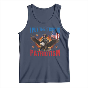 I Put The Tism In Patriotism Tank Top Raccoon Bald Eagle 4th of July USA TS11 Navy Print Your Wear