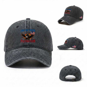 I Put The Tism In Patriotism Washed Cotton Baseball Cap Raccoon Bald Eagle 4th of July USA