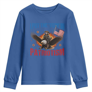 I Put The Tism In Patriotism Youth Sweatshirt Raccoon Bald Eagle 4th of July USA