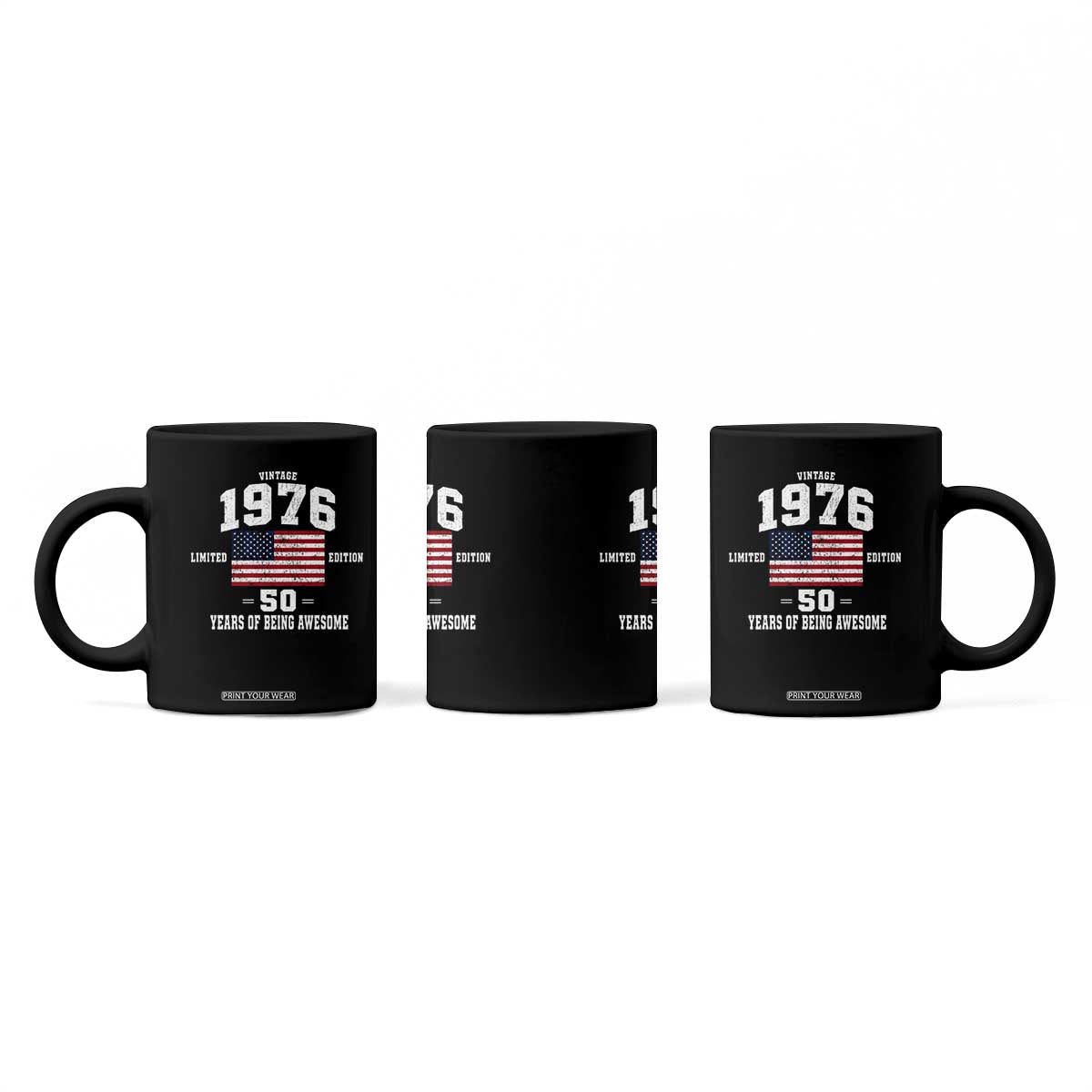 50th Birthday Coffee Mug Vintage 1976 Limited Edition 50 Years Of Being Awesome USA Flag