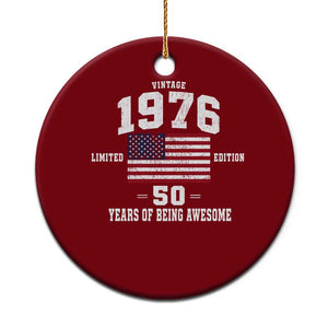 50th Birthday Ceramic Ornament Vintage 1976 Limited Edition 50 Years Of Being Awesome USA Flag