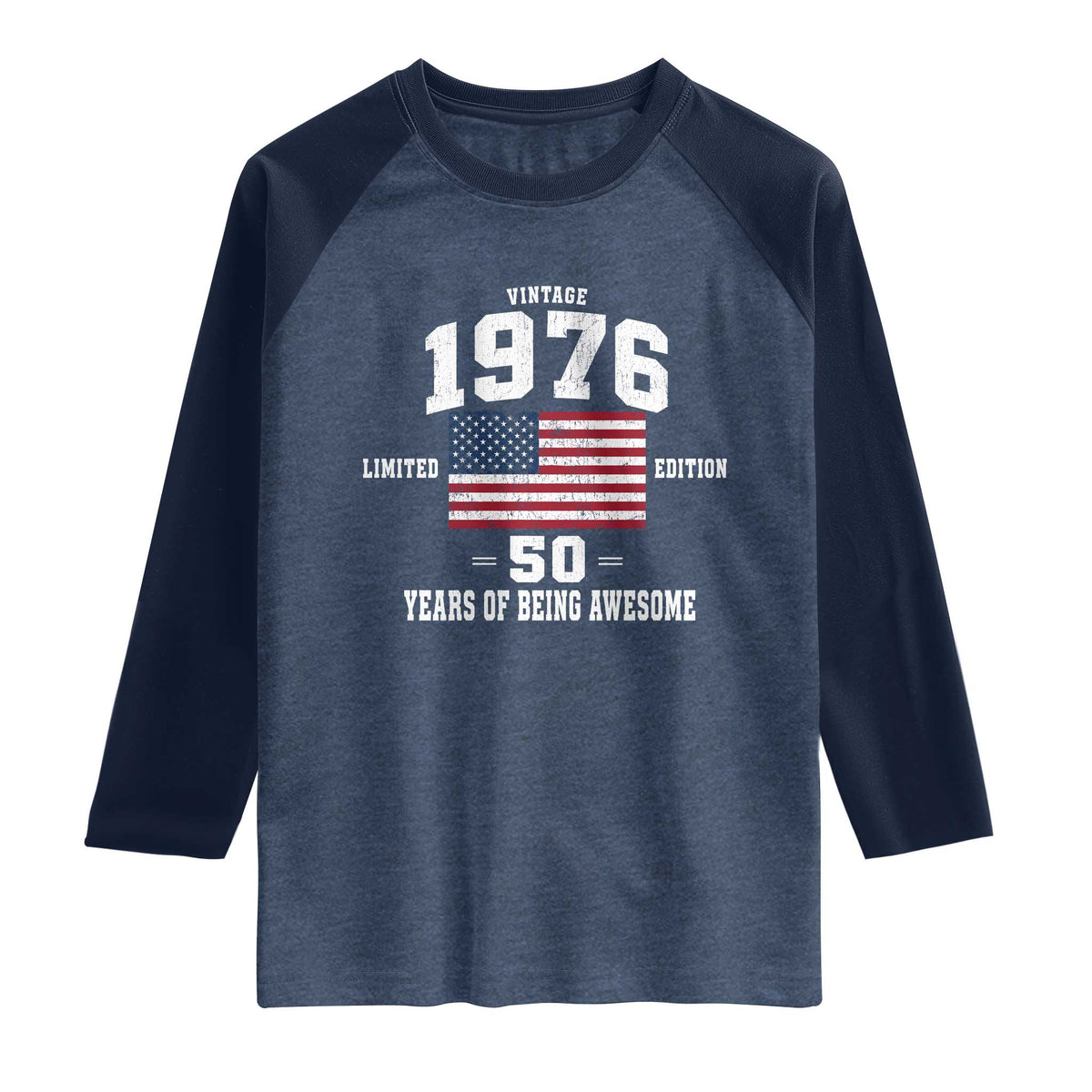 50th Birthday Raglan Shirt Vintage 1976 Limited Edition 50 Years Of Being Awesome USA Flag