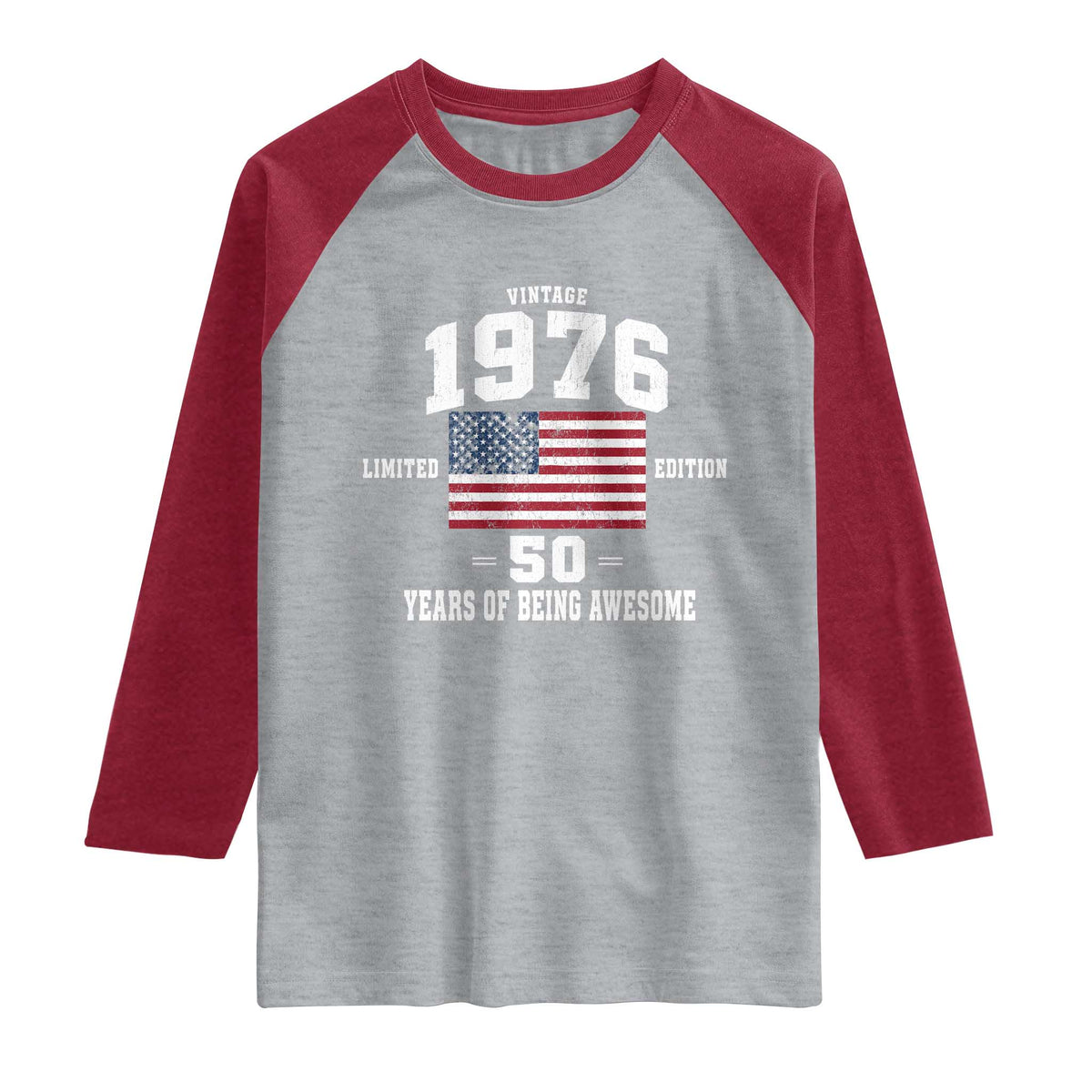 50th Birthday Raglan Shirt Vintage 1976 Limited Edition 50 Years Of Being Awesome USA Flag