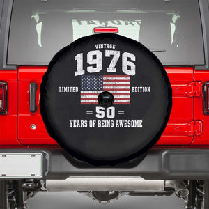 50th Birthday Spare Tire Cover Vintage 1976 Limited Edition 50 Years Of Being Awesome USA Flag