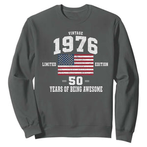 50th Birthday Sweatshirt Vintage 1976 Limited Edition 50 Years Of Being Awesome USA Flag