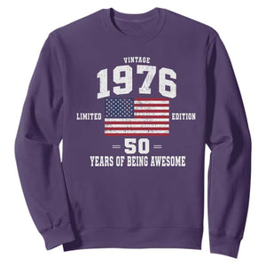 50th Birthday Sweatshirt Vintage 1976 Limited Edition 50 Years Of Being Awesome USA Flag