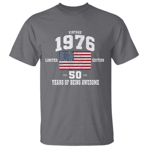 50th Birthday T Shirt Vintage 1976 Limited Edition 50 Years Of Being Awesome USA Flag