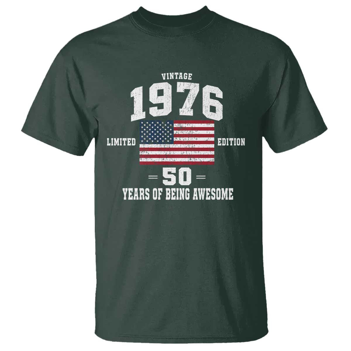 50th Birthday T Shirt Vintage 1976 Limited Edition 50 Years Of Being Awesome USA Flag