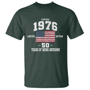 50th Birthday T Shirt Vintage 1976 Limited Edition 50 Years Of Being Awesome USA Flag