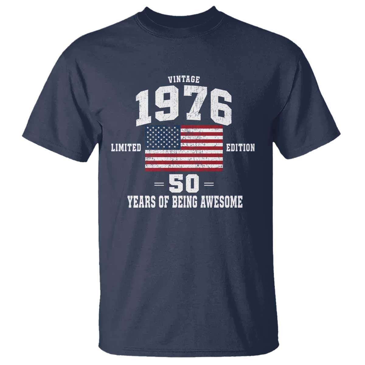 50th Birthday T Shirt Vintage 1976 Limited Edition 50 Years Of Being Awesome USA Flag