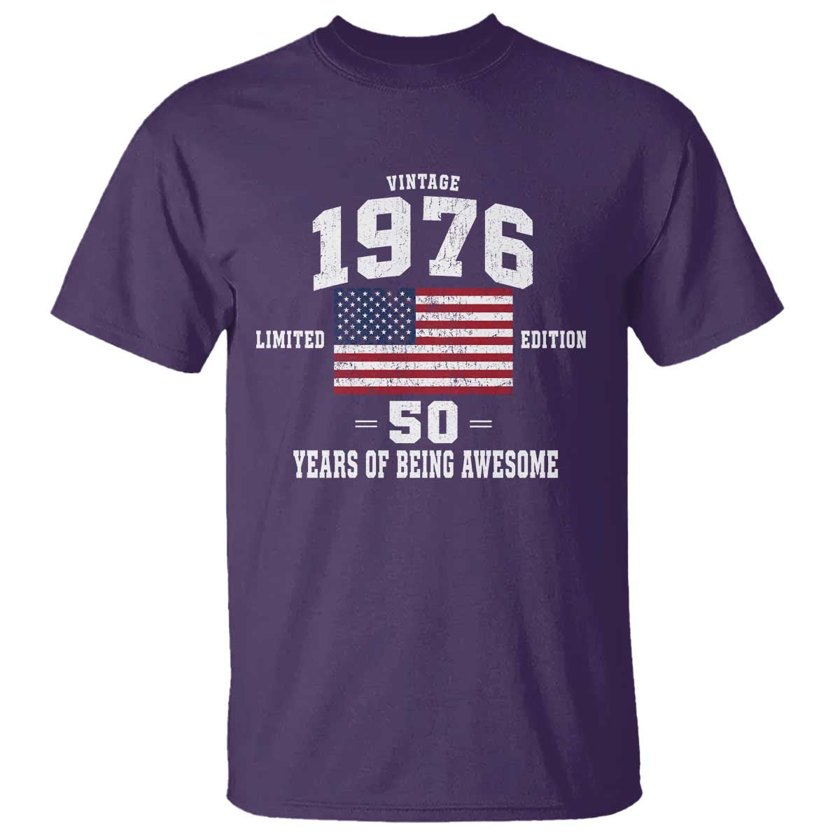 50th Birthday T Shirt Vintage 1976 Limited Edition 50 Years Of Being Awesome USA Flag