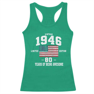 80th Birthday Racerback Tank Top Vintage 1946 Limited Edition 80 Years Of Being Awesome USA Flag