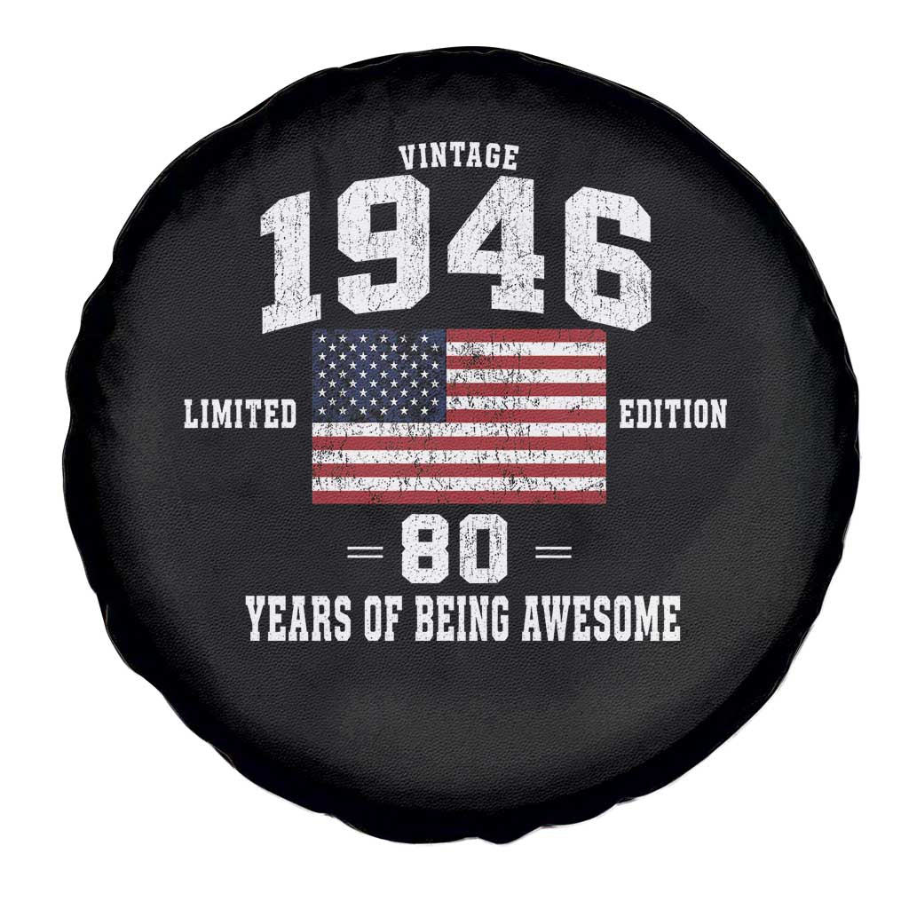 80th Birthday Spare Tire Cover Vintage 1946 Limited Edition 80 Years Of Being Awesome USA Flag